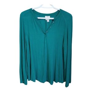 St. John's Bay Green Long Sleeve Top Relaxed Fit